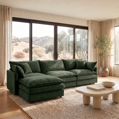 102 Inch L Shaped Sectional Sofa, Modular Couch with Movable Ottoman