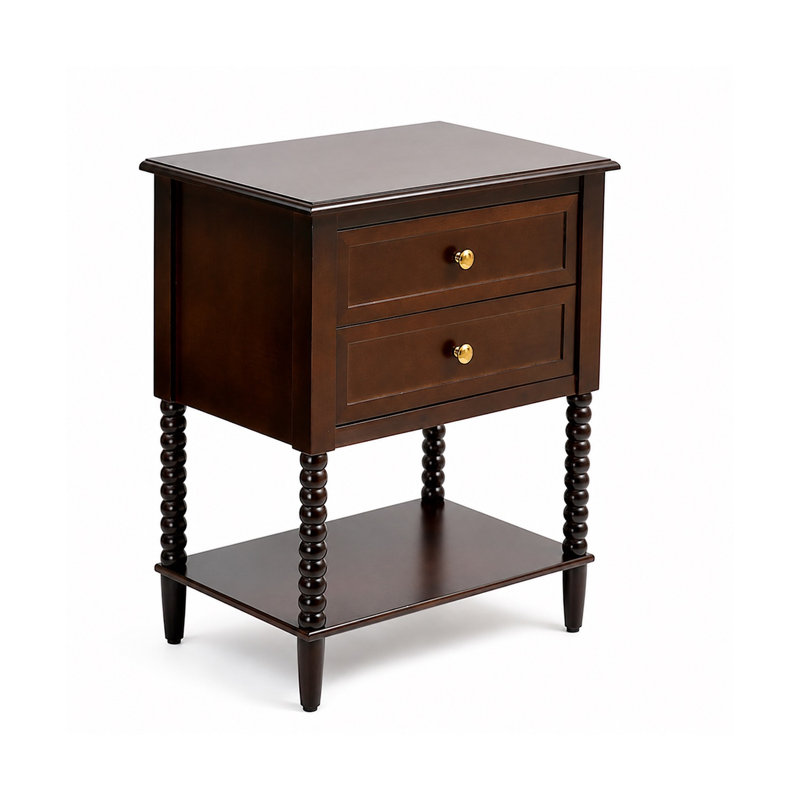  Table d'appoint à deux tiroirs Preston, table d'appoint traditionnelle avec deux tiroirs de rangement et tablette inférieure, table de bout ou de chevet classique pour le salon ou la chambre à coucher, Seadrift