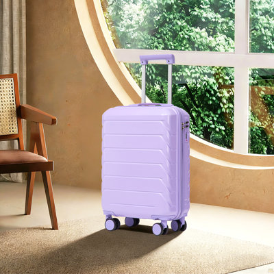 20 Inch ABS Hard Shell Travel Checked Luggage - Scratch Resistant Surface Four Multi-Directional Wheels,  With Combination Lock.(Blue+Purple)