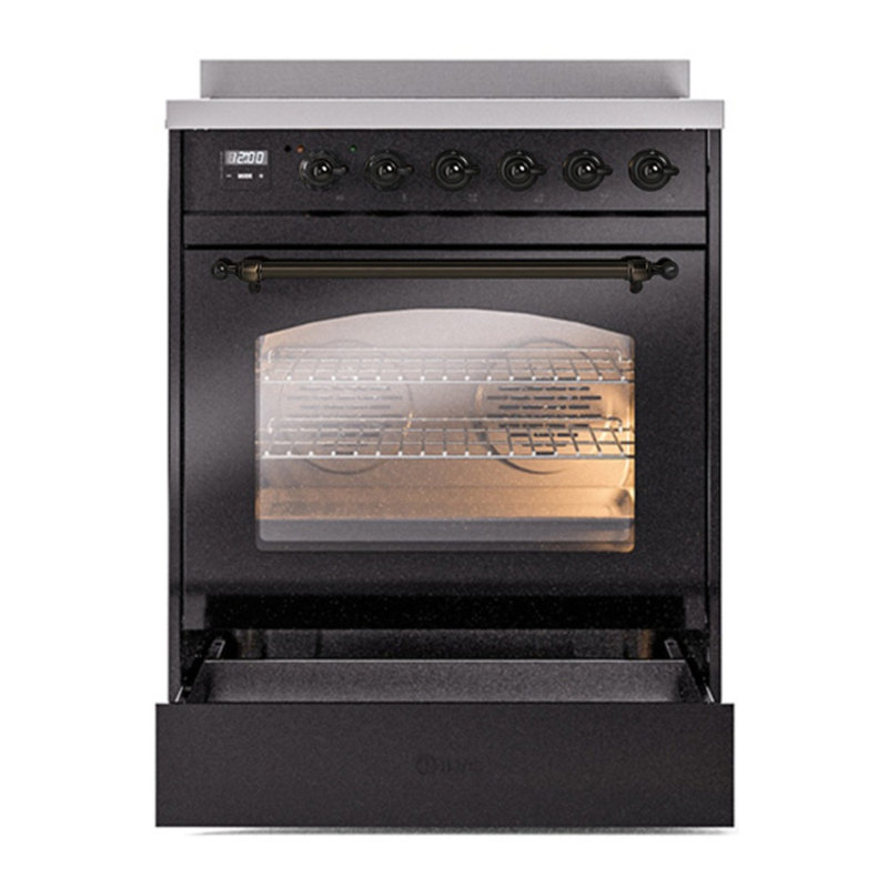 ILVE Nostalgie II 30 in Induction Range, Glossy Black/Bronze