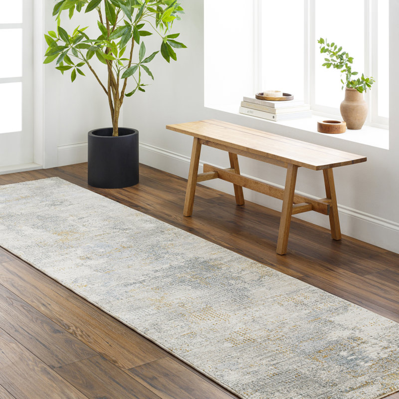 Propes Abstract Gray Area Rug, Runner 2'6" x 8'