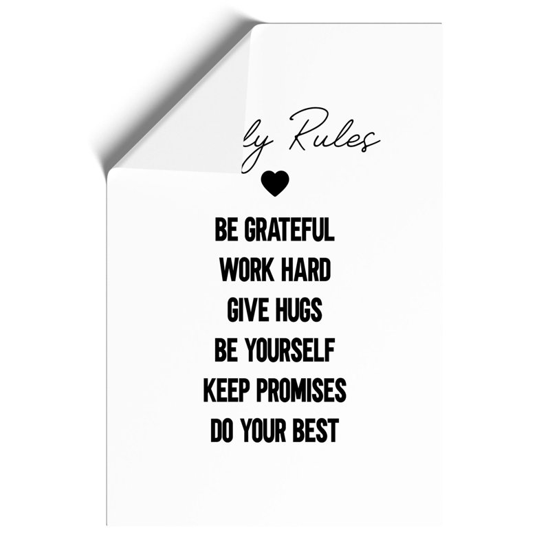 Family Rules - Frameless Print, 42cm H x 30cm W x 0.1cm D