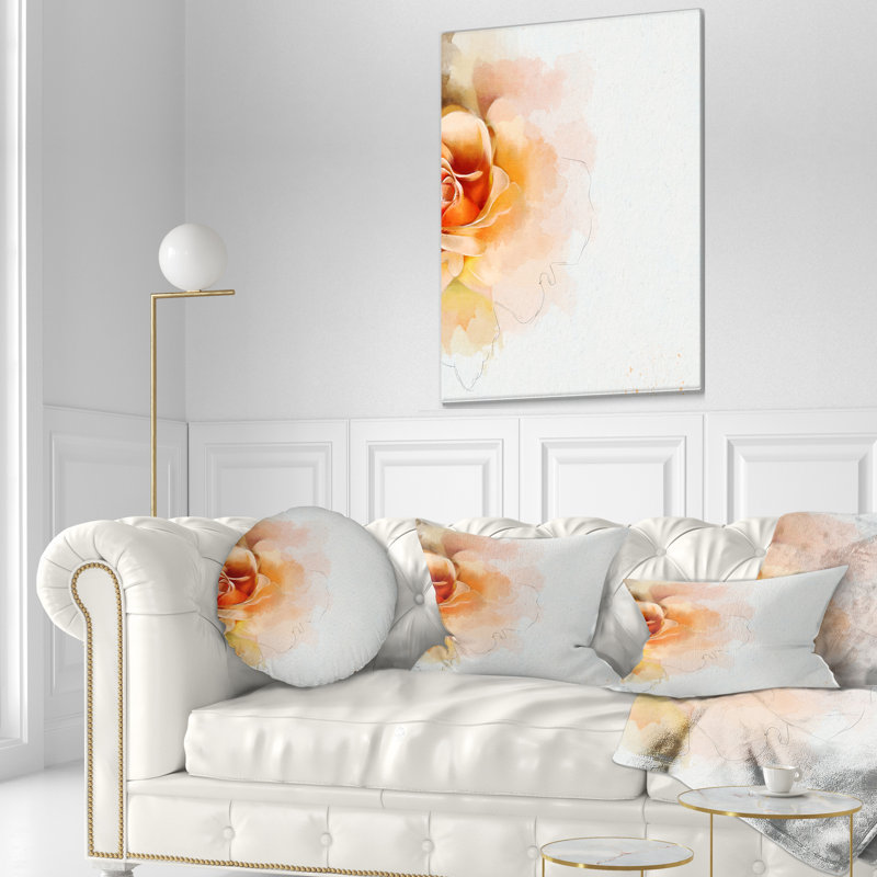 Coussin en aquarelle de fleur rose, 16 po x 1 po, Coussin décoratif