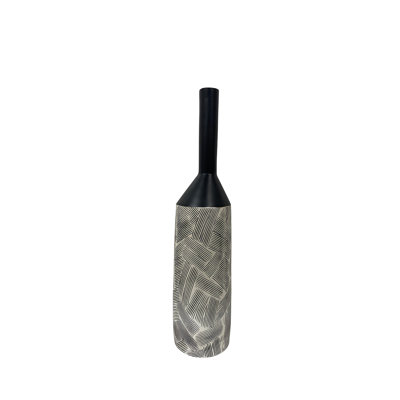 Abbottson Floor Vase For Living Room Furniture, Luxury Decoration Vase with Black and White Finish