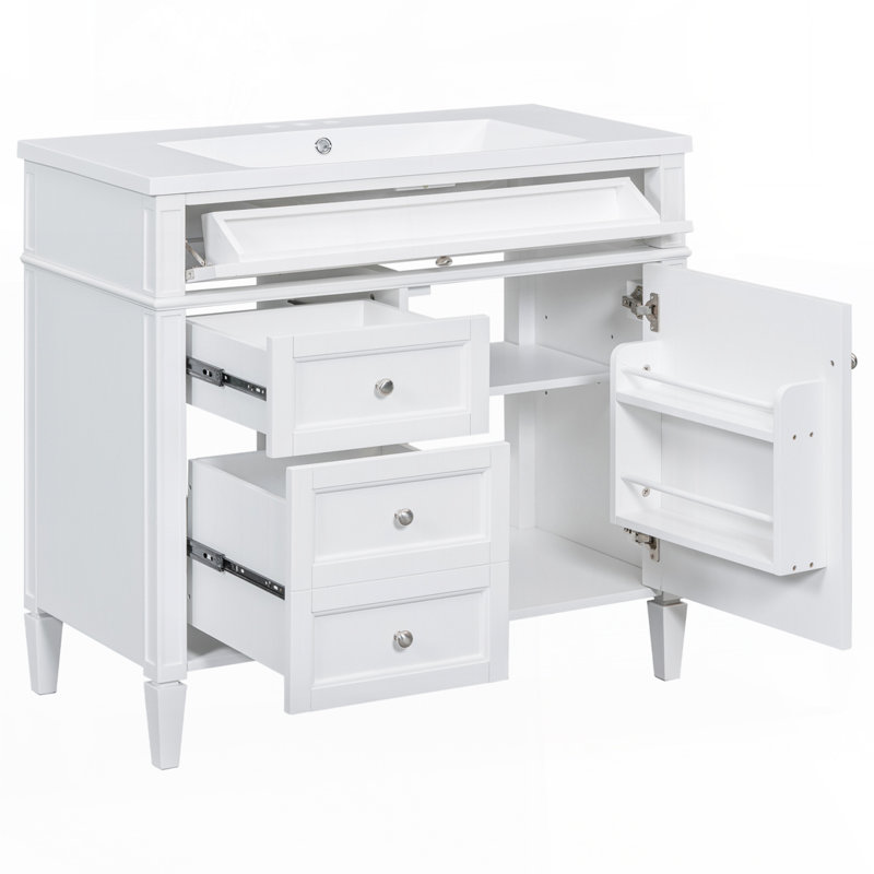Meuble-lavabo 36 po avec lavabo supérieur, Blanc