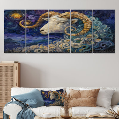 Ensemble de salon art mural bleu astrologie Capricorne II