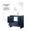 Meuble-lavabo bleu marine l 36 po x P 20 po, comptoir en quartz blanc, robinet inclus, miroir de 28 po, pour rayures et taches pour une utilisation prolongée-888378794
