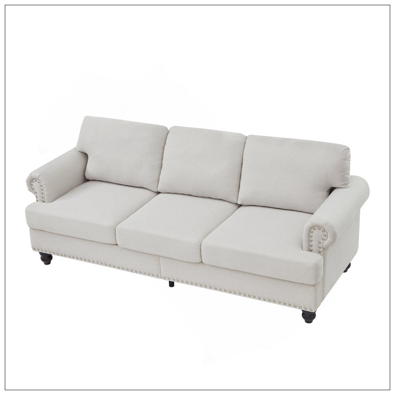Canapé en tissu rembourré 83 po, Beige