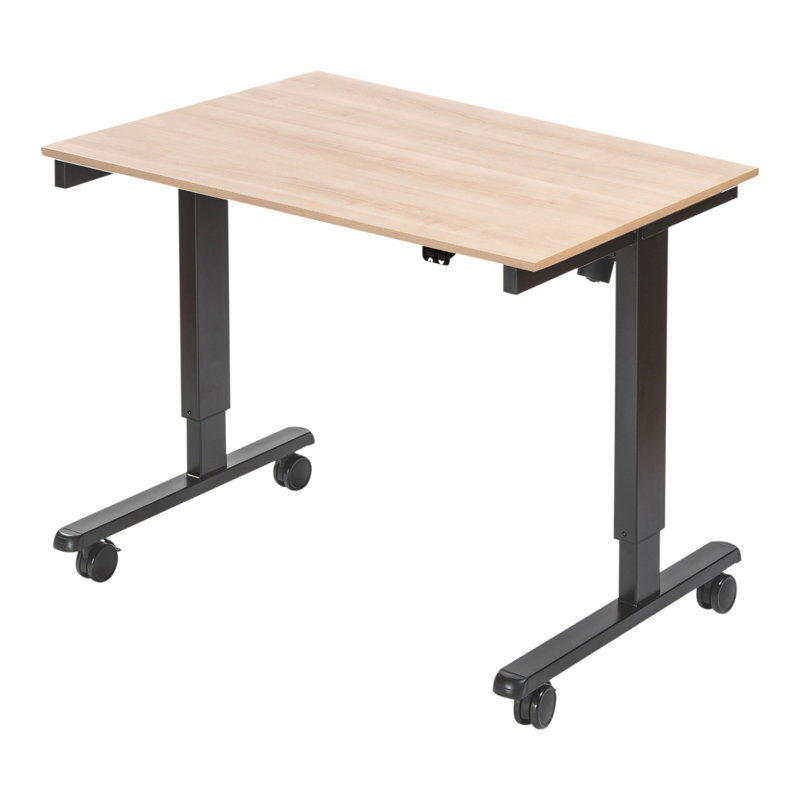 Adjustable Metal Base Standing Desk, 27.25" H x 47.25" W x 29.5" D, Natural Walnut/Charcoal