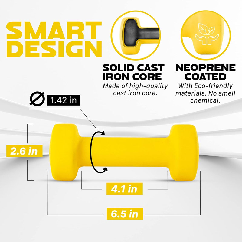 Dumbbell Neoprene - 4lbs - Yellow - Pair