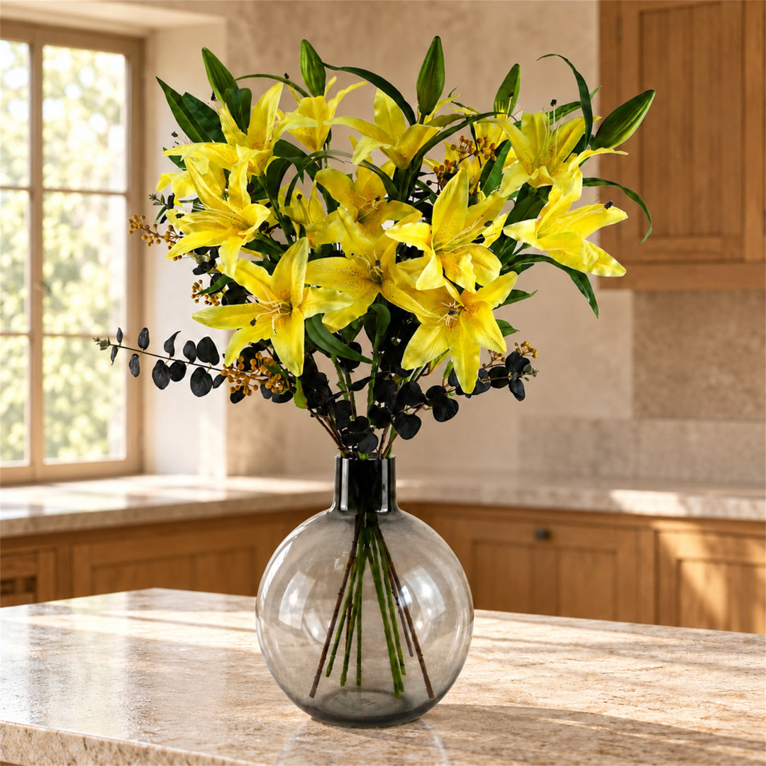 100 cm H Artificial Faux Floral in Glass Vase - Image 6