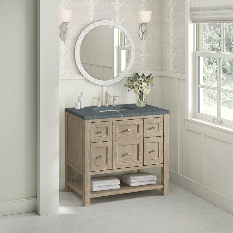 Breckenridge 36'' W Single Vanity, Whitewashed Oak, 8" Widespread, Parisien Bleu