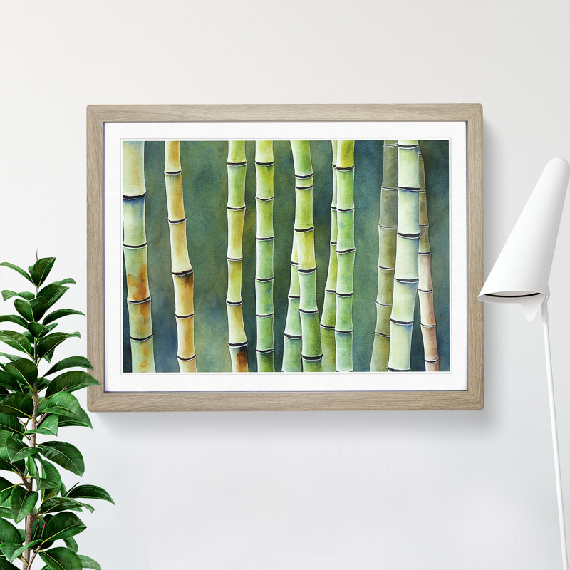 Watercolour Bamboo Forest Vol.3 1 Piece Single Picture Frame Painting, 46cm H x 64cm W x 2cm D, Oak Framed