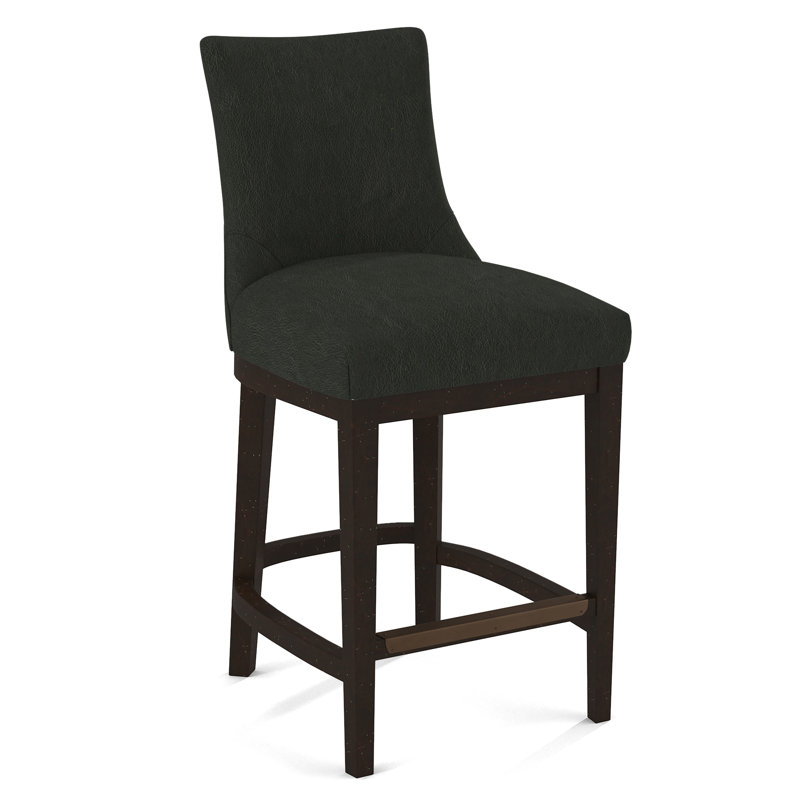 Upholstered Stool, Salvador Asphalt, Pecan