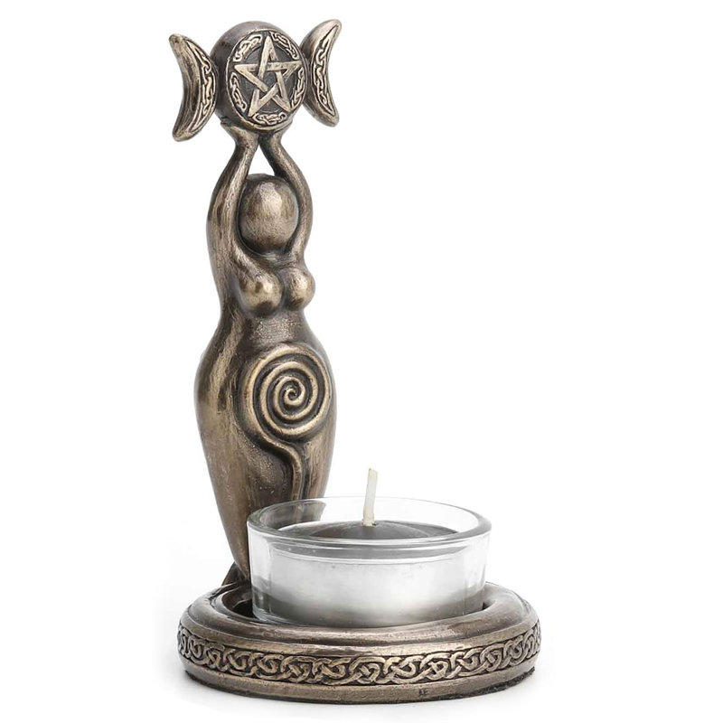 Bougie chauffe-plat en résine de polyester 4,72 po Déesse spirale triple lune