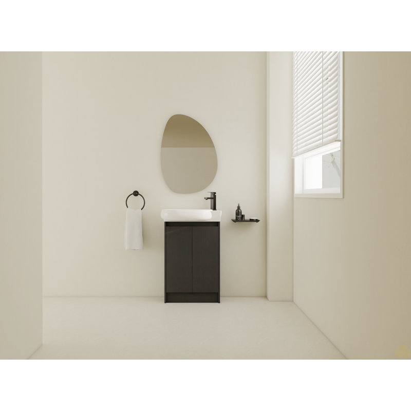 Meuble-lavabo autoportant de 23 po avec lavabo et portes à fermeture douce, Noir châtaignier