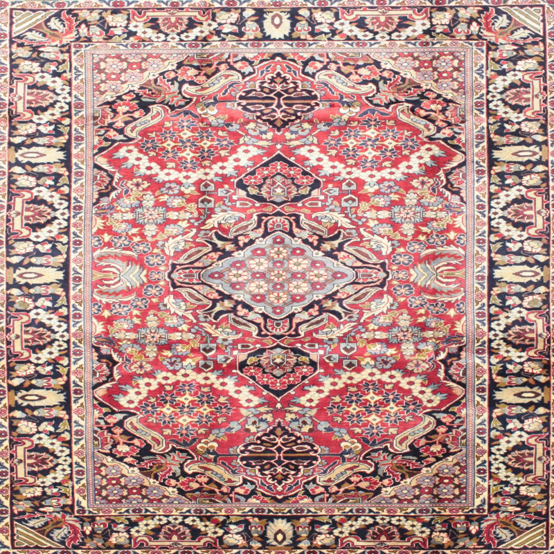 Tapis décoratif rouge de style sud-ouest Kacie, Rond 4 pi