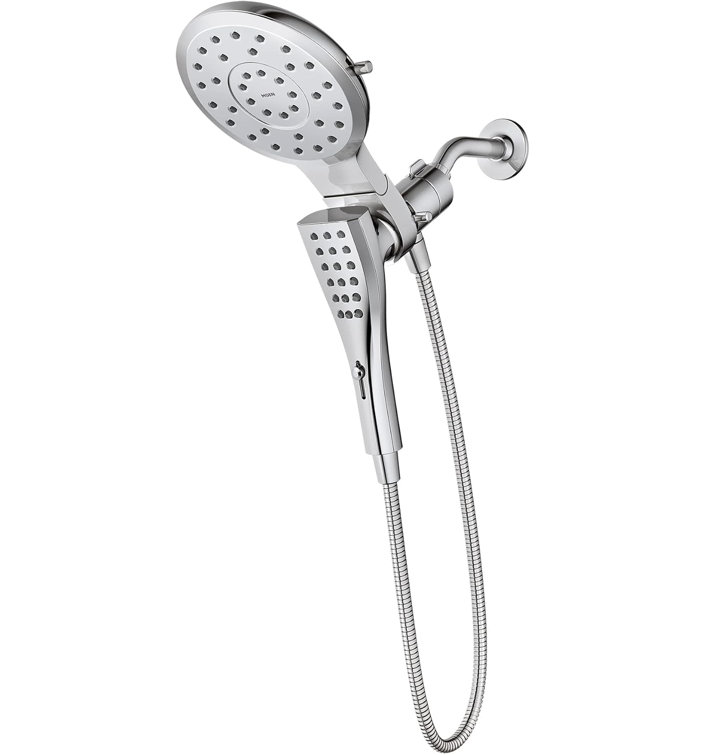 Round Rain Shower Head And Detachable Handshower Combination With Dial And Docking System, 60-Inch Hose