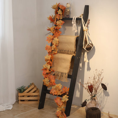  58In Wooden Blanket Ladder With Shelves