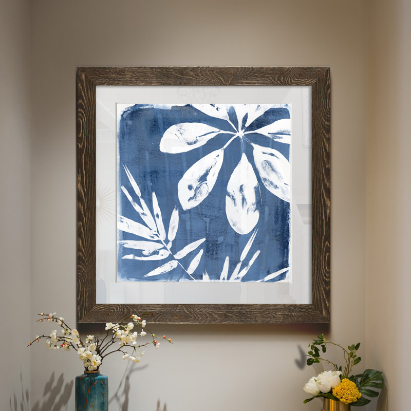Tropical Indigo impressions II-reproduction d’art, H 27,5 po x l 27,5 po x P 1,5 po, Papier, cadre noyer