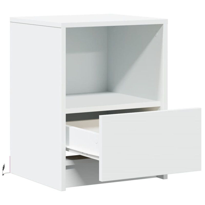 Dancho 38cm W Manufactured Wood Bedside Table, White, 1