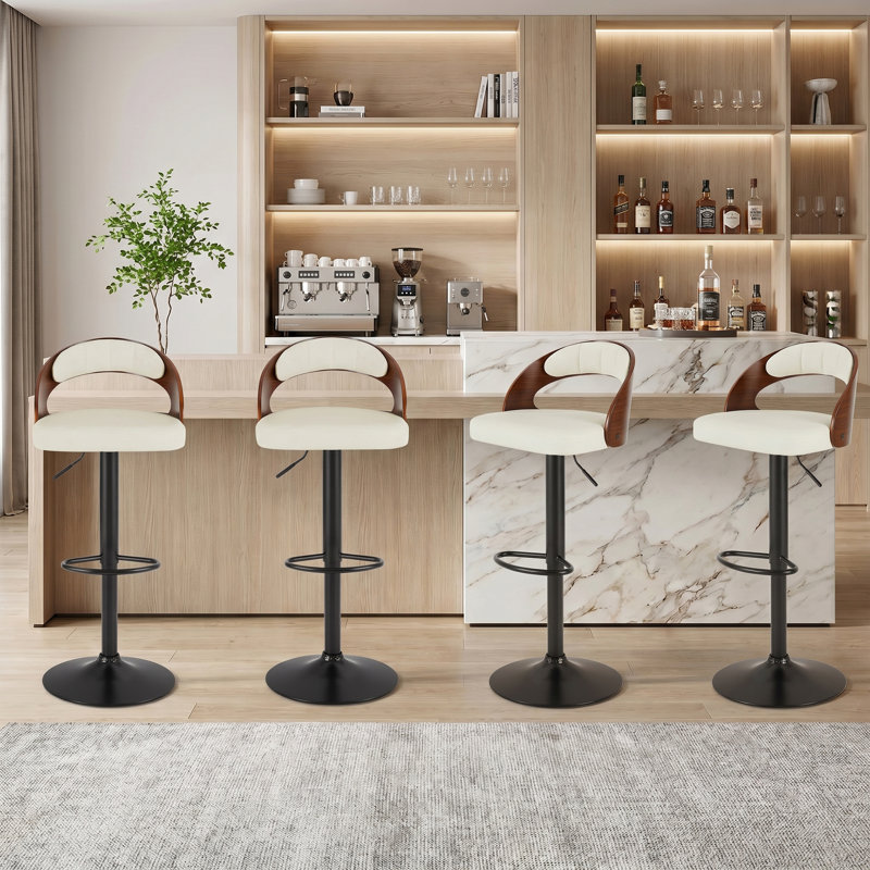 Ensemble de 4 tabourets de bar à hauteur réglable George, Blanc