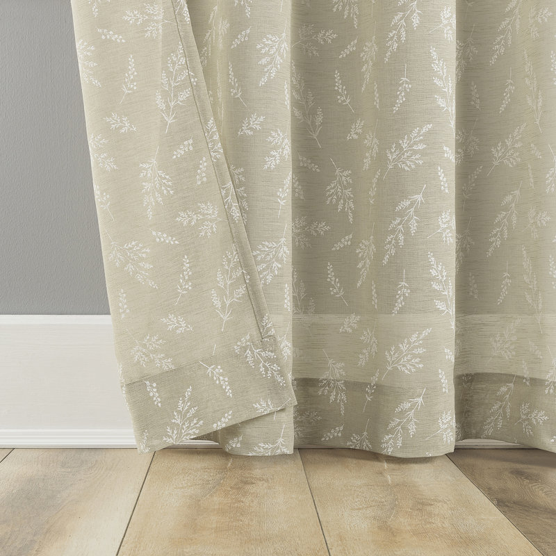 Panneau de rideau transparent avec passe-tringle Briarwood, L 50 po x L 63 po, Beige