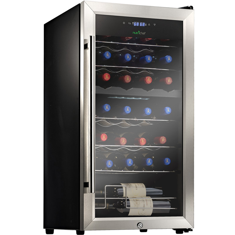 NutriChef Dual Zone 16.93'' Freestanding 28 Bottle and Can Wine & Beverage Refrigerator