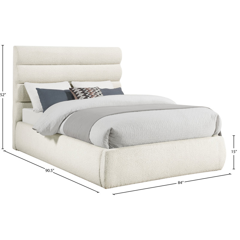 Lit en tissu Adam Boucle, Très grand, Tissu bouclé crème