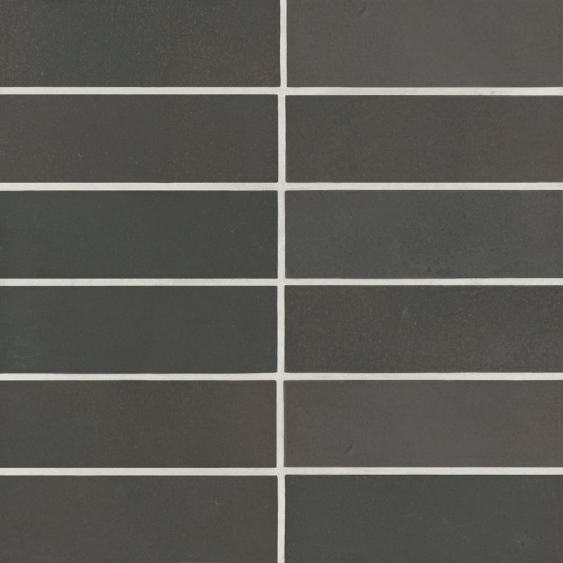 Celine 2" x 6" Matte Porcelain Floor & Wall Tile, Black