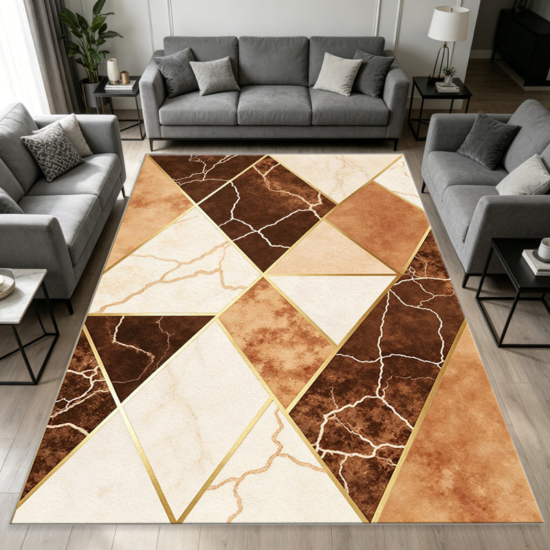Marble Geometric Terracotta carpet-easy to clean, machine-washable, soft and comfortable; suitable for door mats, kitchens, living rooms, bedrooms, corridors, and laundry areas. Easy to clean, durable carpet for home decoration.