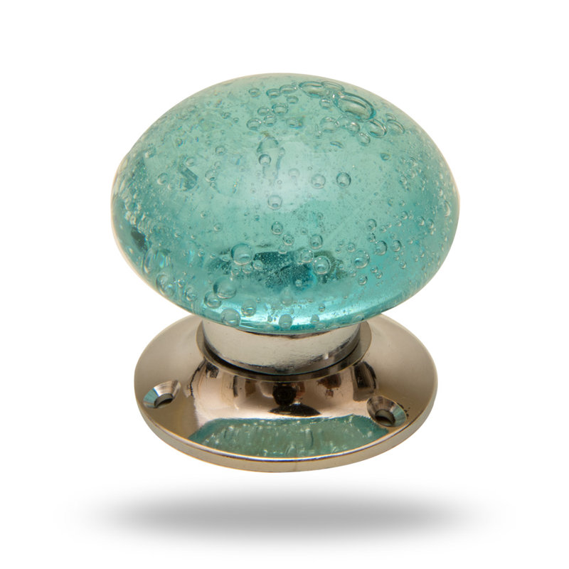 Interior Mortise Door Knob, Chrome/Turquoise