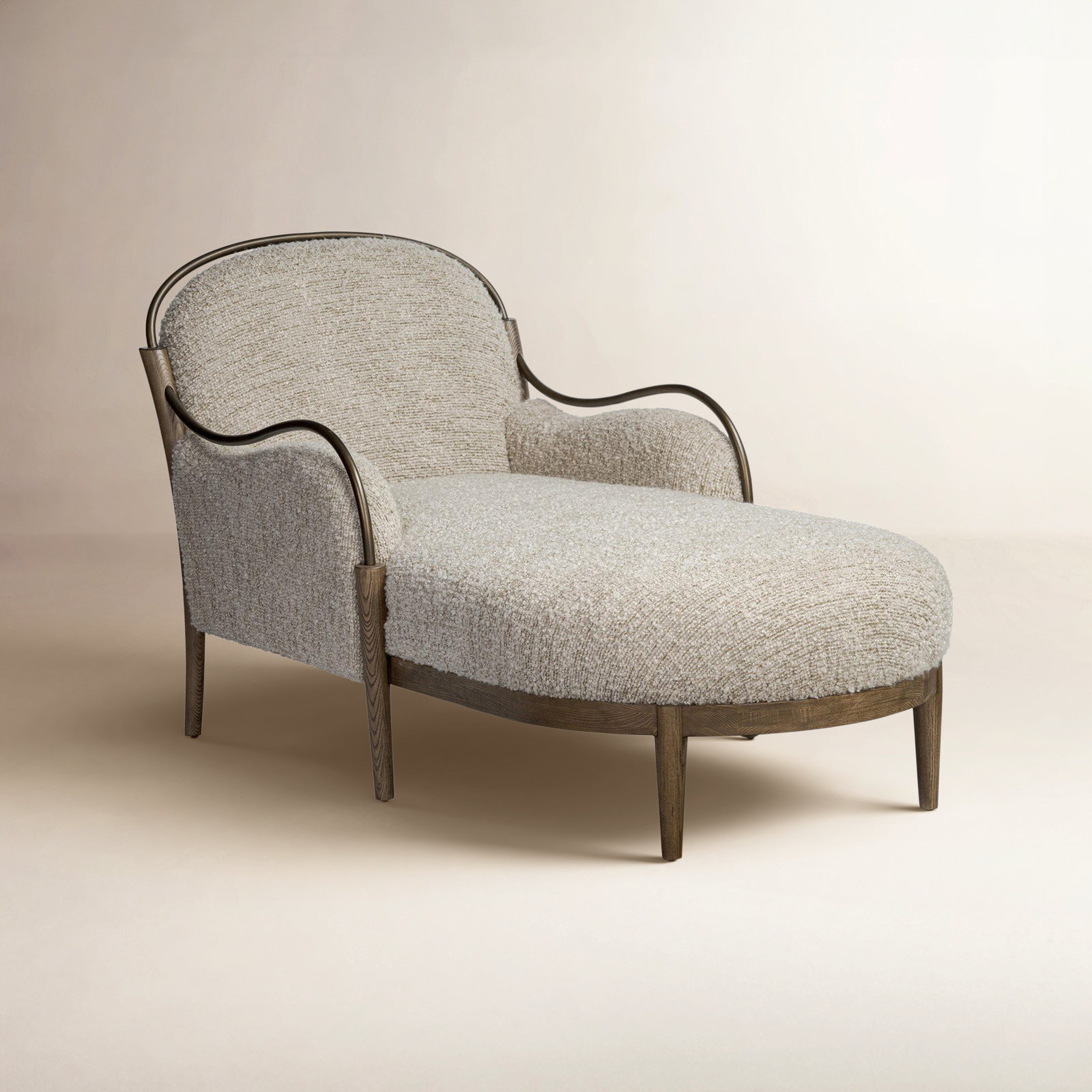 Demi Upholstered Chaise Lounge, Stained Black Ash Polyester