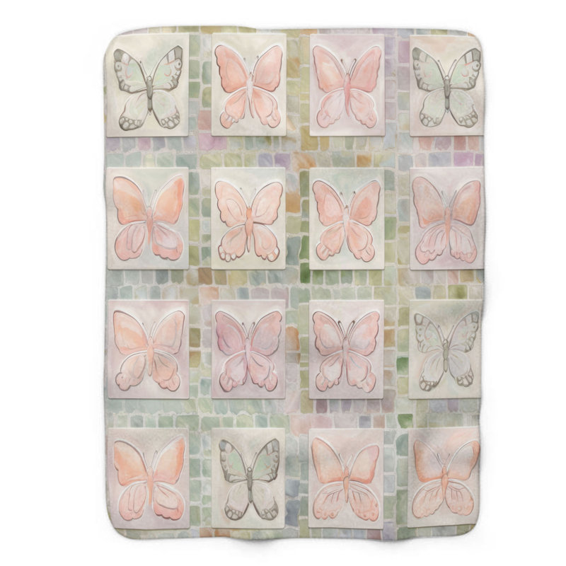 Courtepointe Soft Butterfly - couverture de qualité supérieure 1 pièce, Lit simple