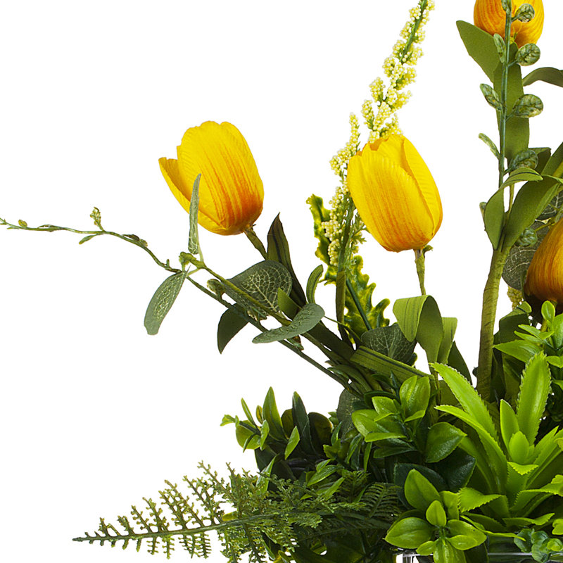 Arrangement floral tulipes dans un vase, Jaune