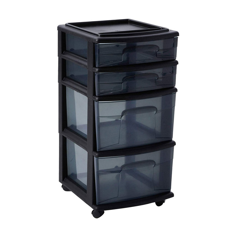 Commode de rangement 4 tiroirs Homz, gris, Paquet de 1