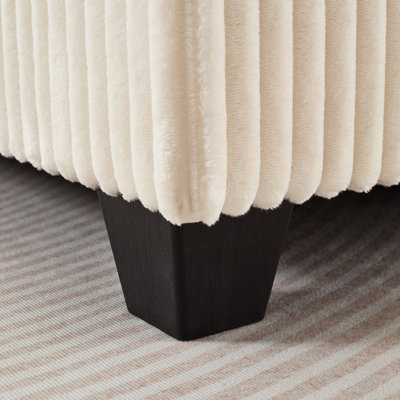 Fauteuil carré en velours côtelé doux avec dossier réglable, idéal pour les petits salons. Blanc, mousse et ressorts. Largeur : 123 cm, profondeur : 155 cm, hauteur : 94 cm, poids : 63 kg. Aménagement modulaire, dossier confortable et confortable.