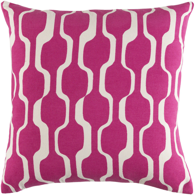Trudy Contemporary Cotton Throw Pillow Cover, Hot Pink/ White