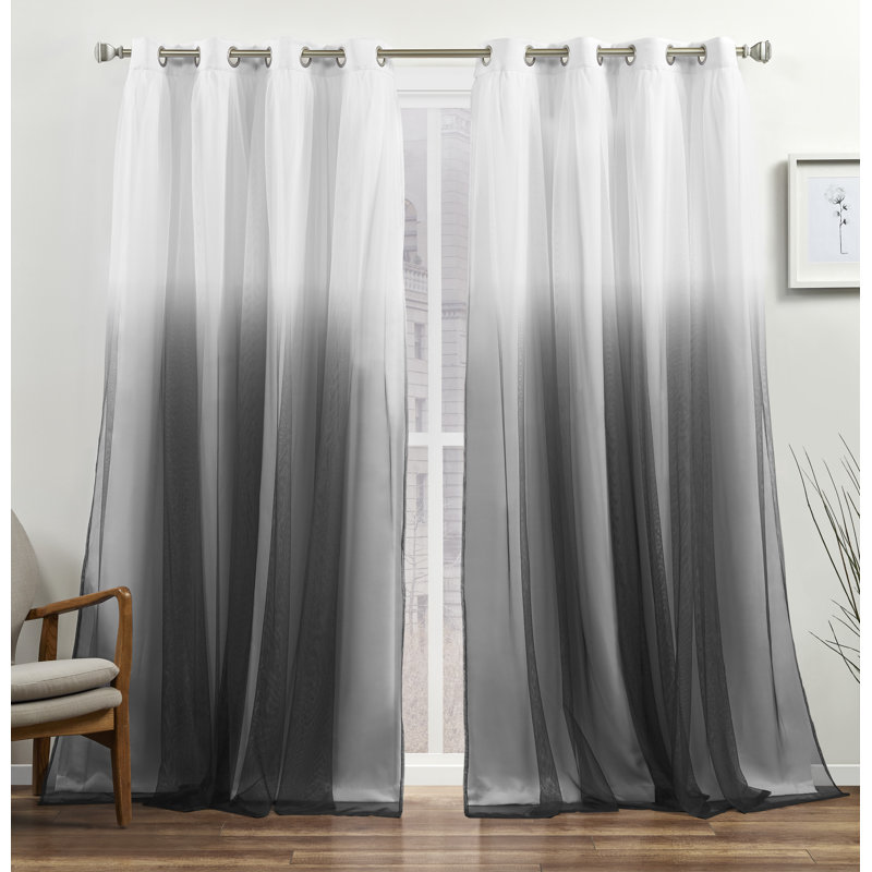 Paire de rideaux obscurcissant avec œillets Cresendo, Noir, l 52 po x L 96 po