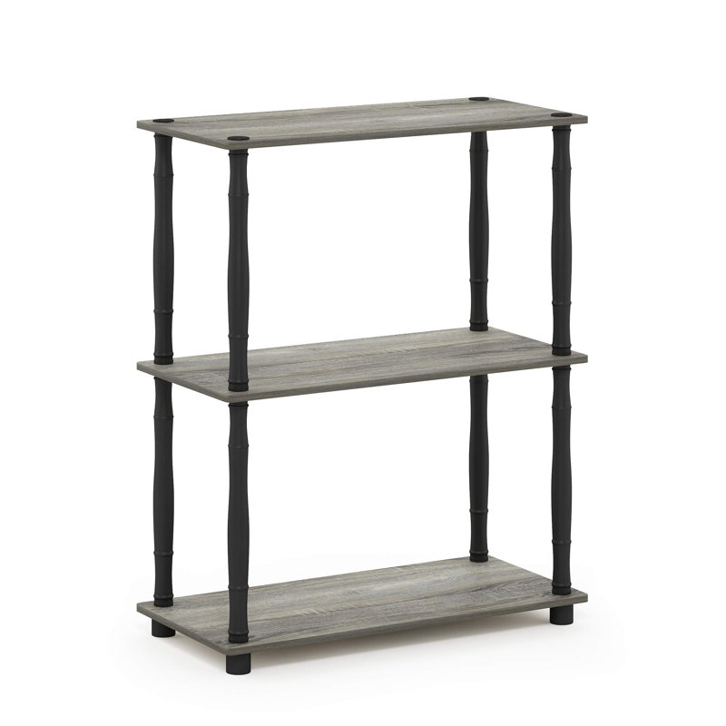 Étagère compacte à 3 niveaux pour usages multiples avec tube classique, Gris chêne français/noir