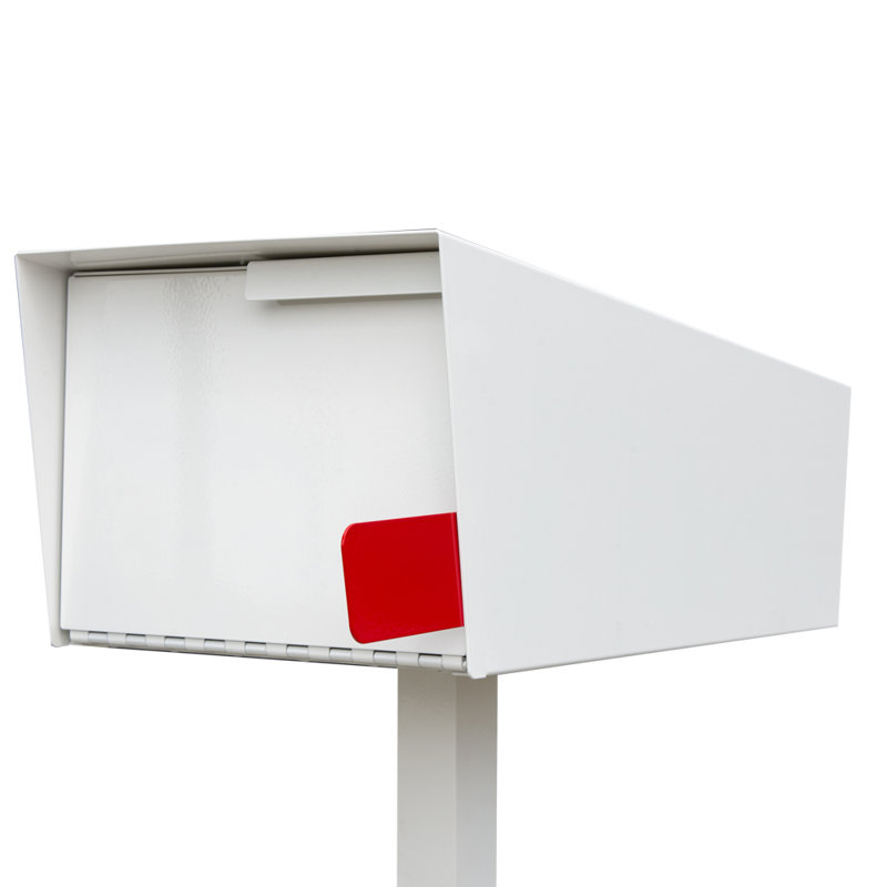 Modern Post Mounted Mailbox, White