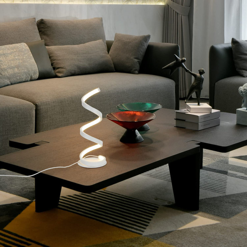 Abdikarim LED Dimmable Table Lamp 10W Modern with Switch in Spiral Design 3M Cable, White