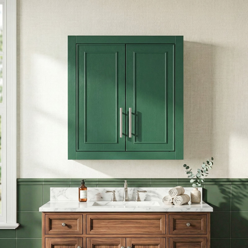 Armoire de rangement moderne avec tablettes réglables, Vert