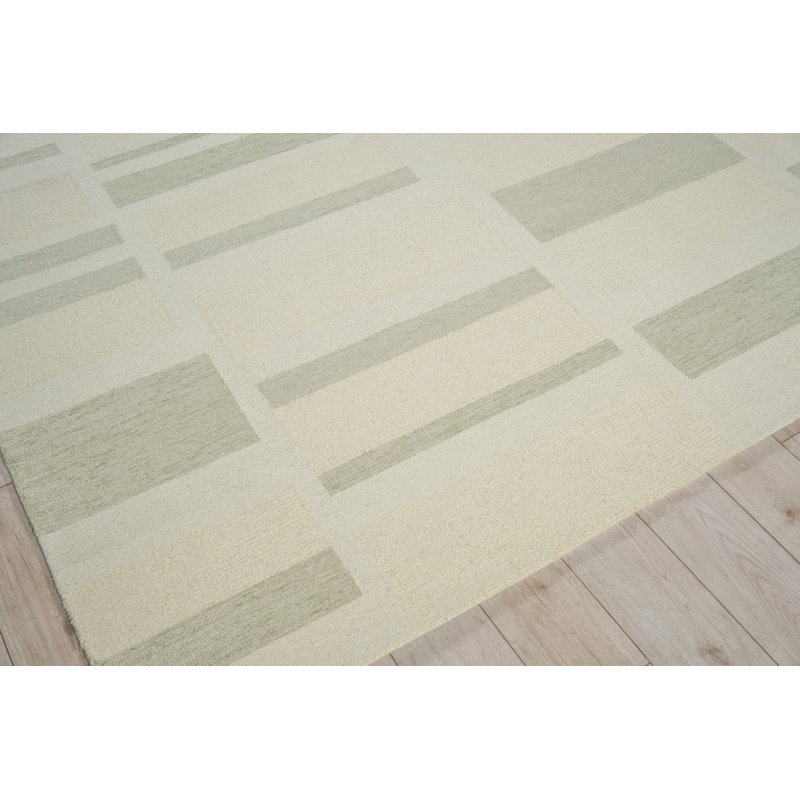 Tero Hand Tufted New Zealand Wool Green/Ivory Area Rug, 10'X14'