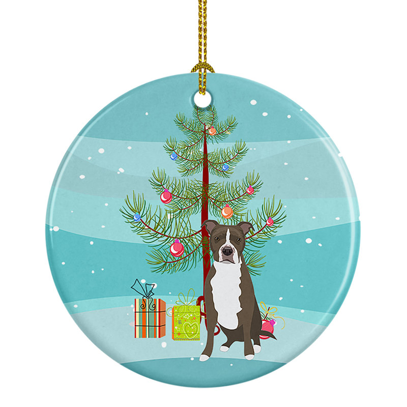 Ornement de Noël en céramique Pit Bull Blue # 6, Pit Bull bleu # 6