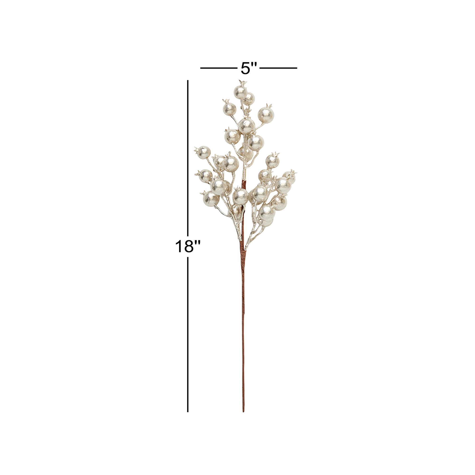 18" Artificial Holly Berry For Christmas Spray, Champagne, Set of 3, Cream