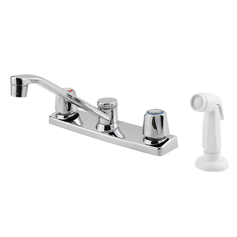 Pfirst Series Double Handle Kitchen Faucet, Chrome
