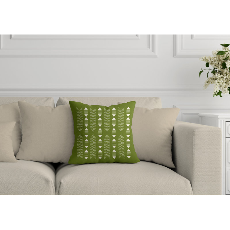 Coussin décoratif intérieur / extérieur Nona Tribal, L 17 po x H 17 po, Vert