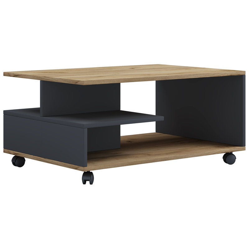 Rashanda Coffee Table with Storage, Grey/Brown/Blue