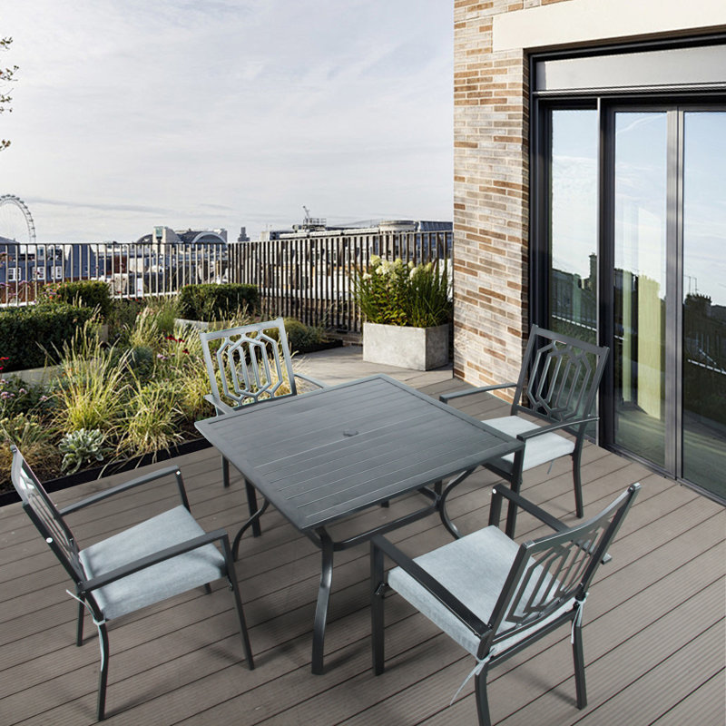Amalio 4 - Person Patio Dining Set with Square Table , Cushions Included